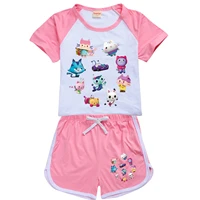 kids cute gabbys dollhouse clothes toddler girls outfit toddler boys casual clothing set children short sleeve leisure sportsuit