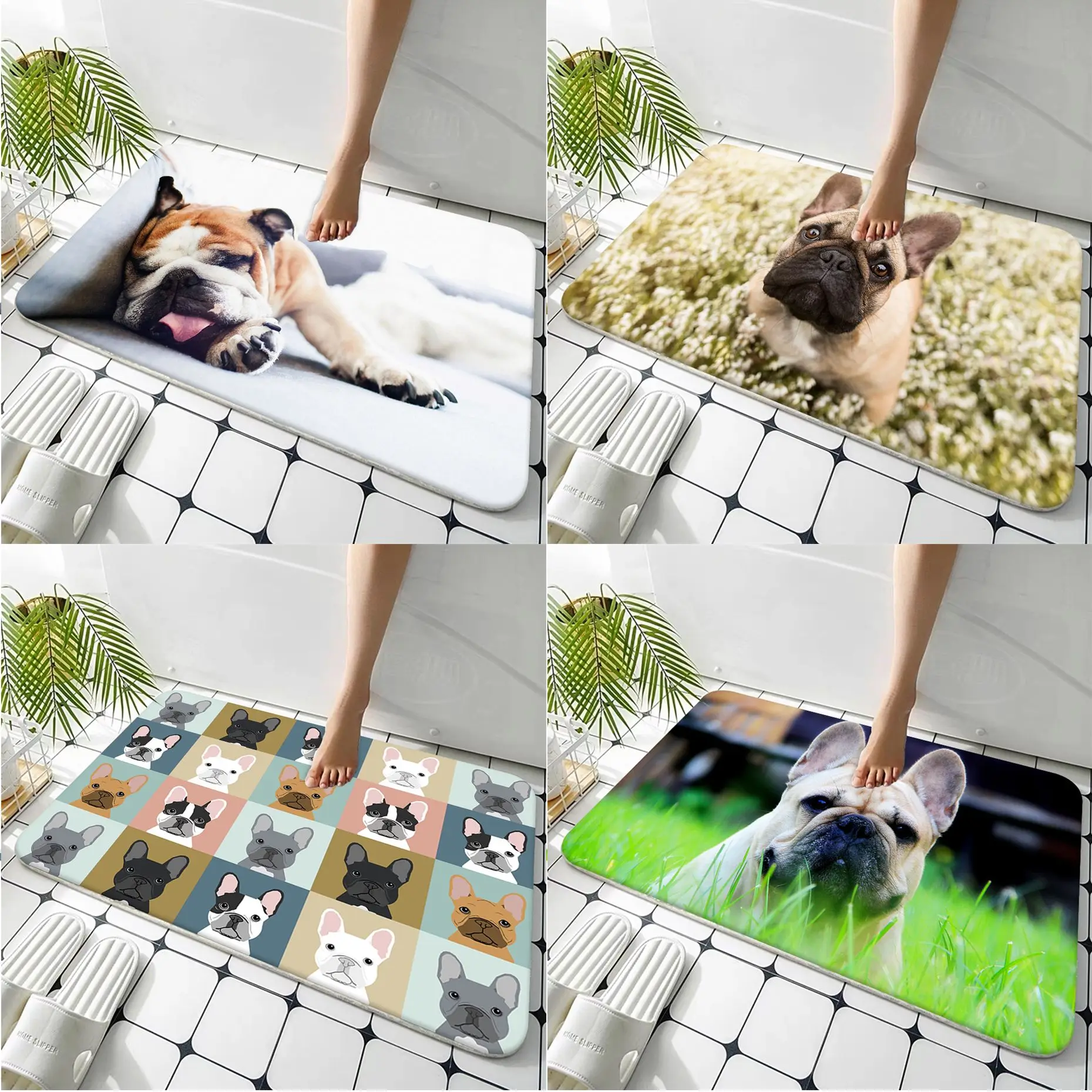 

Миниатюрный фланелевый напольный 3D-коврик с рисунком французского бульдога для домашних животных и собак, декоративный коврик для ванной, нескользящий коврик для гостиной, кухни, Придверный коврик