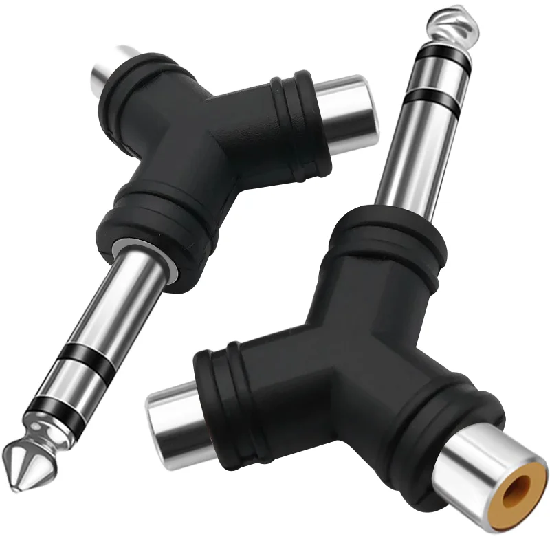 5 шт. Y-образный адаптер для стереозвука 6 35 мм штекер на два RCA разъем 2