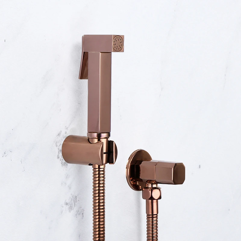 

Toilet Bidet Faucet Bathroom Bidet Tap Rose Gold Brass Bath Shower Blow-fed Spray Gun Nozzle Bidet Faucet Single Cold Water Tap