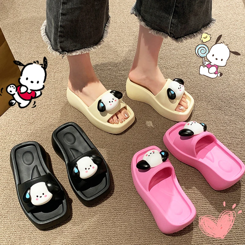 

Pochacco Slippers Kawaii Slipsole Outside Soft Summer Sandals Cute Non-Slip Sanrioed Lovely Cartoon Shoes Girls Gifts Stylish