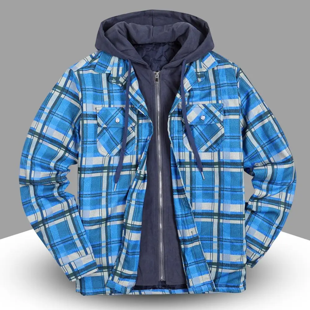 

Толстая клетчатая повседневная одежда, зимняя куртка, Мужское пальто, утепленная имитация двух предметов для повседневной носки