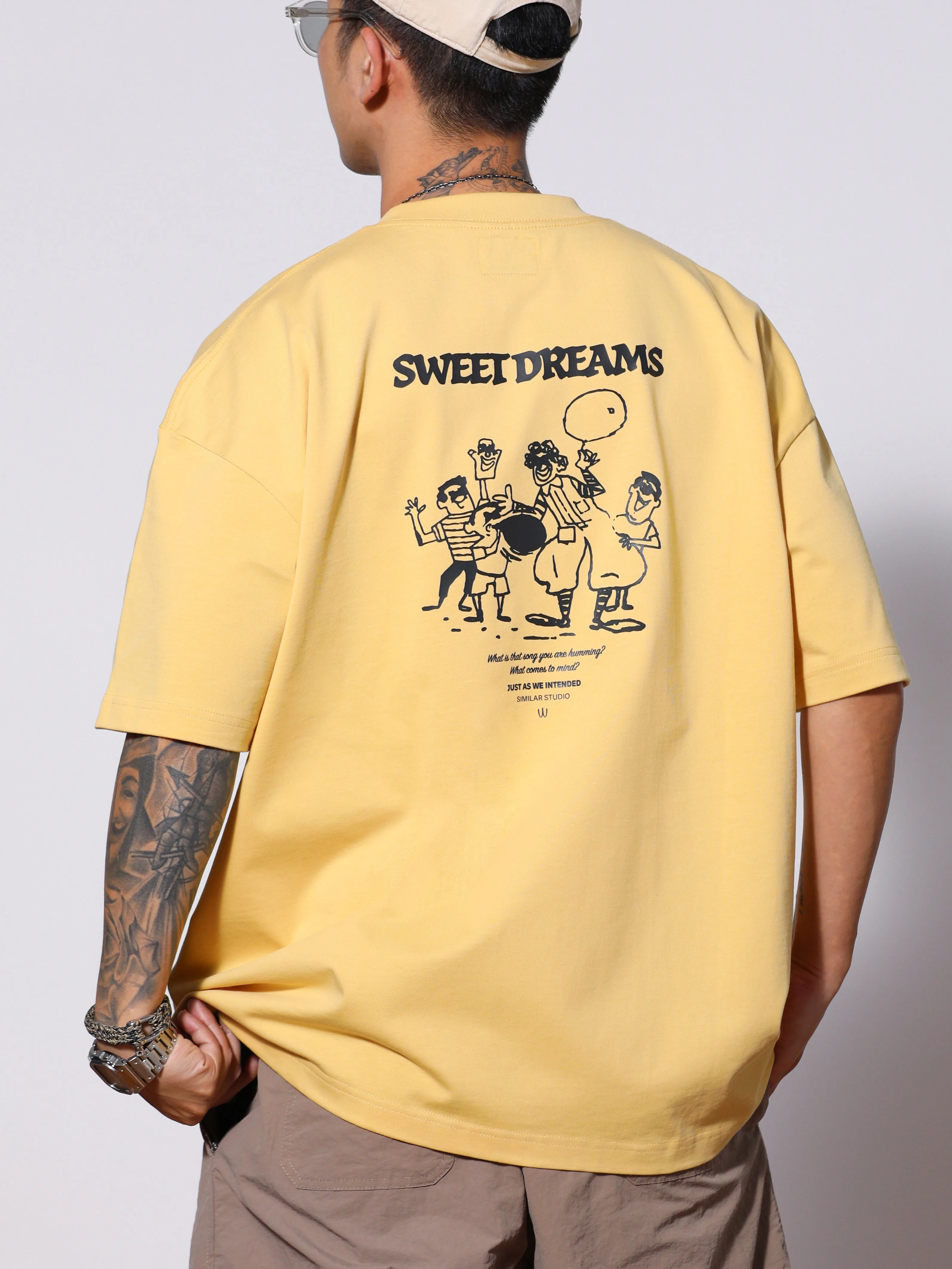 Summer Clothing Heavy Japan fashion Casual Retro Letters Print Short sleeve T-shirt Couple Loose Small Neckline Half Sleeve T...