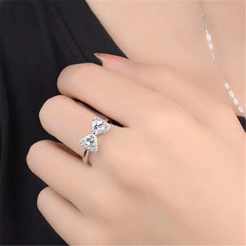 Настоящее серебро 925 пробы бесконечная любовь бесконечные кольца с фианитом для