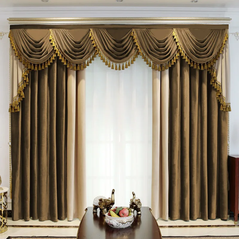 

Luxury European Style Palace Curtains for Living Room Flannel Patchwork Curtains Bedroom Blackout Velvet Curtain Valance Custom