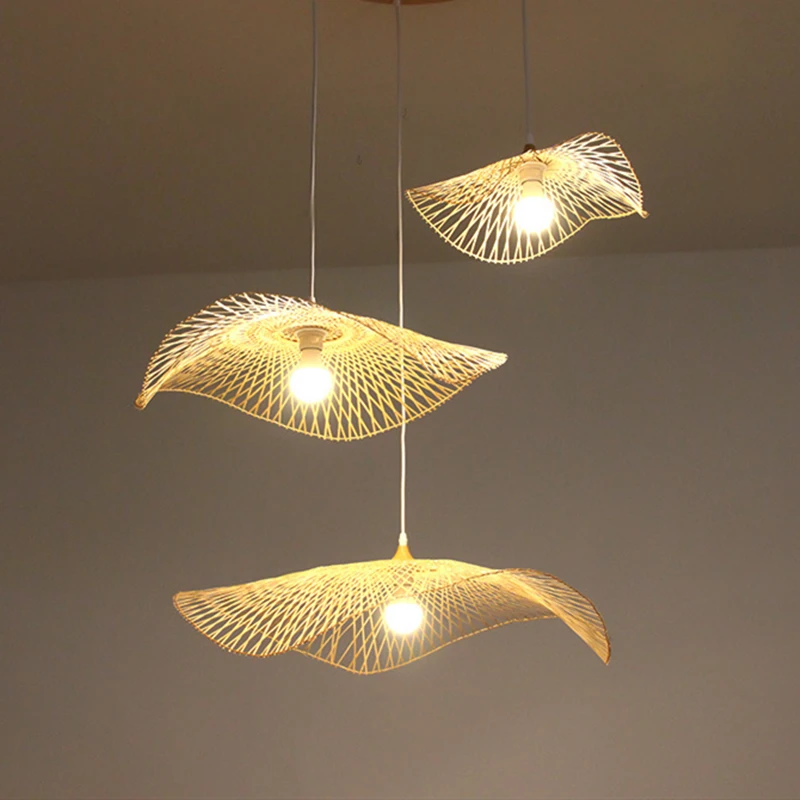Бамбуковые подвесные светильники в китайском стиле форме листьев лотоса для