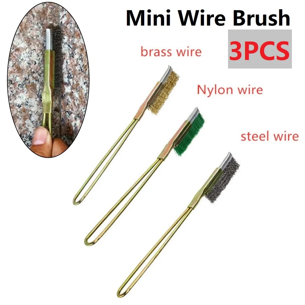

3 Pcs Mini Wire Brush Brass Nylon Steel Brushes Rust Remover Cleaning Polish Grinder For Cleaning Light Scrubbing Cleaning Tools