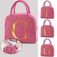 26 initial letter print cooler lunch bag portable insulated bento cooler box tote thermal food picnic storage container handbag