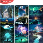 Алмазная 5D картина HUACAN с пейзажем луной, мозаика из страз сделай сам, полная вышивка, наборы для украшения дома