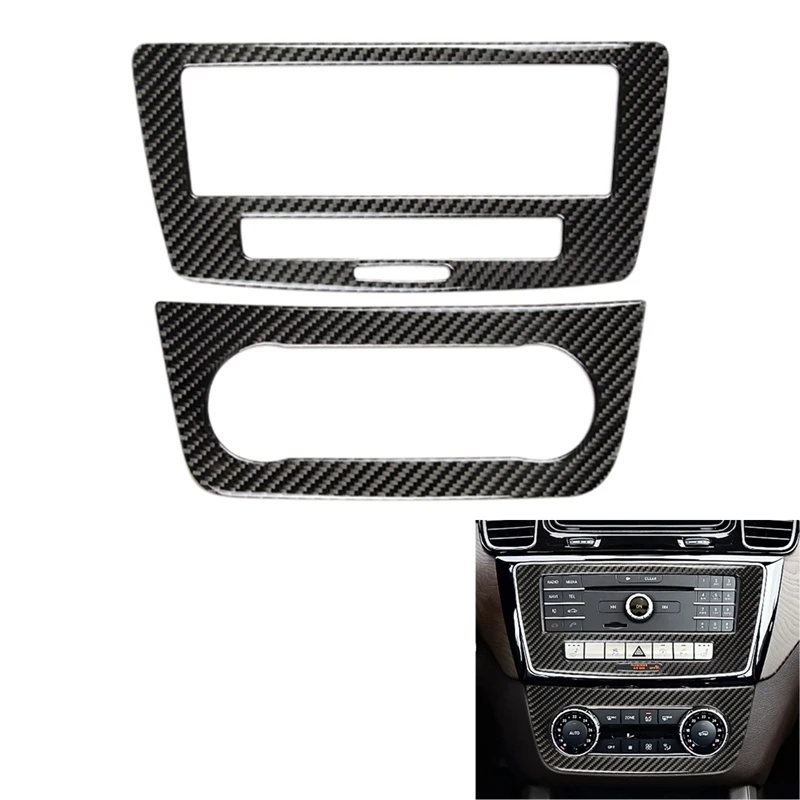 

Car Carbon Fiber Interior Central Console Air Condition Multimedia Adjust Panel Cover Trim for Benz GLE W166 2015-2018