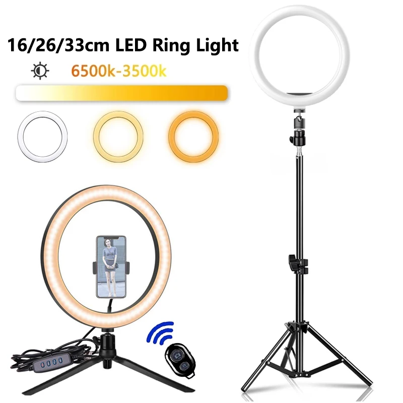

LED Photography Fill Lighting Dimmable Selfie Ring Light With 50cm Tripod Stand For TikTok Live Video Light Makeup Round Lamps