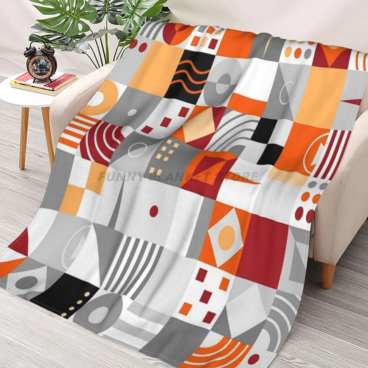 Flatiron Park New York Abstract Red Geometric Design Throws Blankets Collage Flannel Ultra-Soft Warm picnic blanket bedspread ultimate new york design