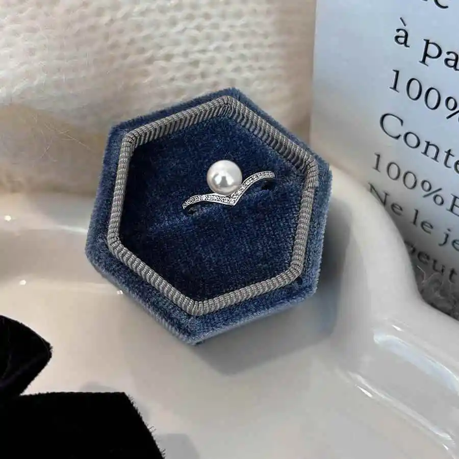 925 Silver Pearl Ring Women's Cold Sle Design Unique Light Luxury High Sense Proposal Index Finger