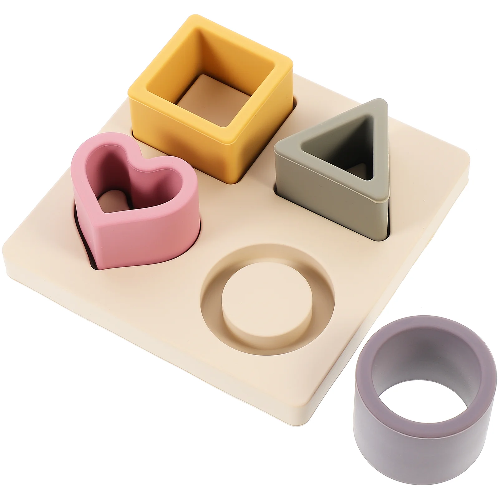 

Silicone Geometric Shape Puzzle Matching Puzzles Cognitive Playthings Gift Random Color