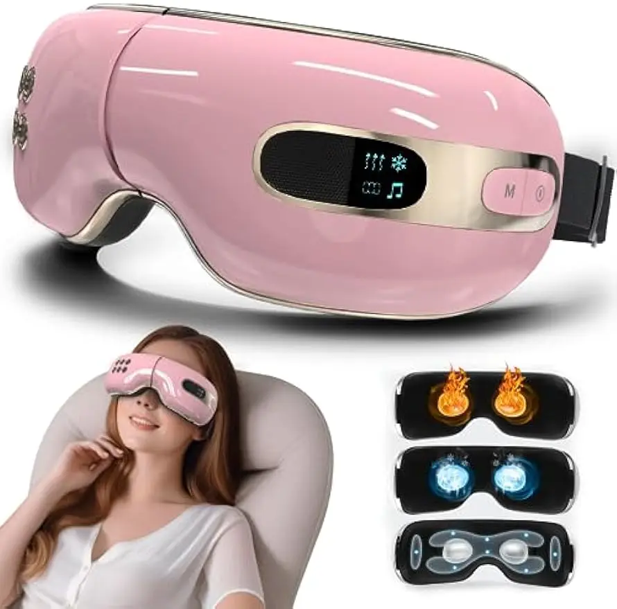 

Eye Massager with Heat and Cooling Relax Eye Strain Dry Eyes, Music Heated Eye Massager Reduce Dark Circles, Eye Bags