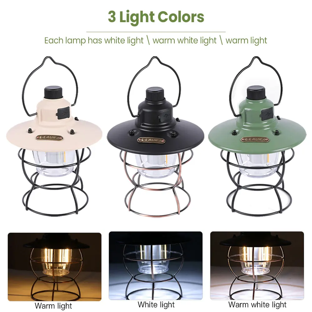 Ретро Портативный Фонарь Для Кемпинга С USB-аккумулятором Винтажный Стиль