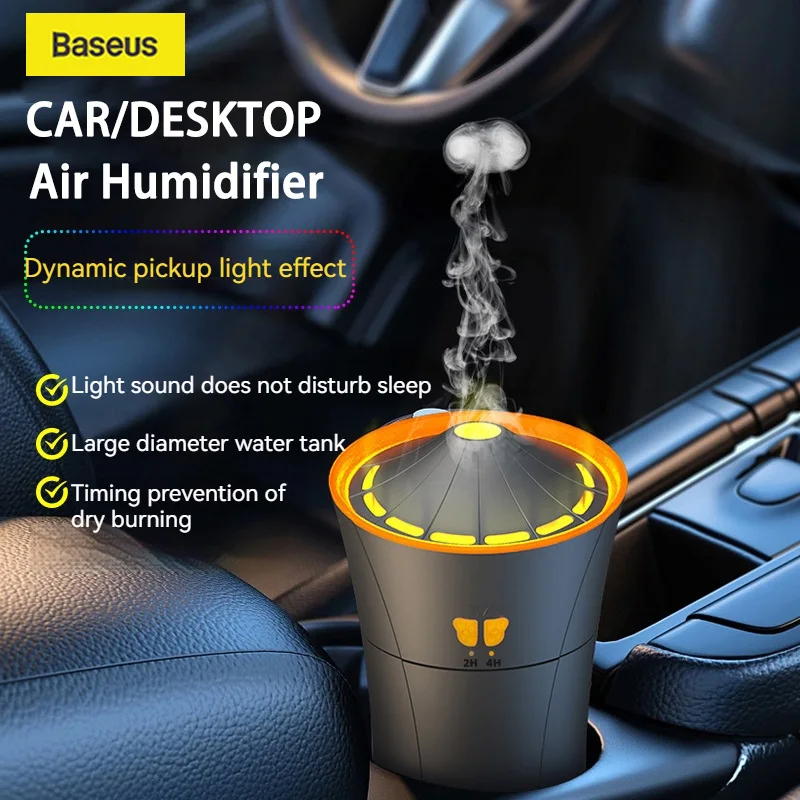 

Baseus Car Humidifier USB Portable Colorful Ambient Light Air Purification Aromatherapy Humidifier Car Diffuser 280ML Timed