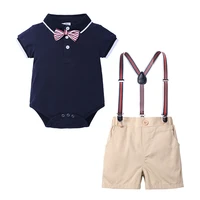 toddler baby boy clothing set gentleman short sleeve shirtsuspender shorts 2pcs outfits newborn boy clothes set 6 9 12 24 month