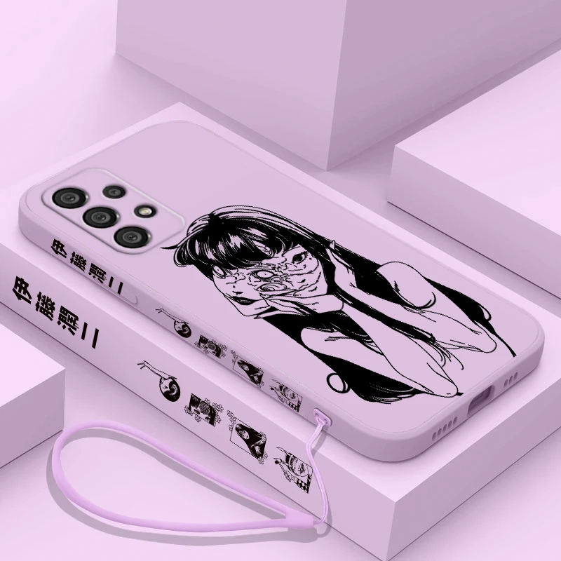 

Junji Ito Tomie Kawakami For Samsung A73 A53 A33 A52 A32 A71 A51 A21S A03S A50 A30 5G Phone Case Liquid Left Rope Cover