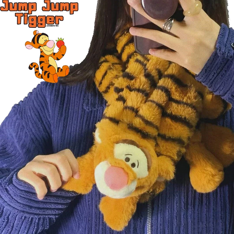 

Disney Winnie The Pooh Tigger 3 In 1 Hat Scarf Gloves Set Plush Autumn Winter Cartoon Lotso Bear Alien Kids Windproof Warm Cap