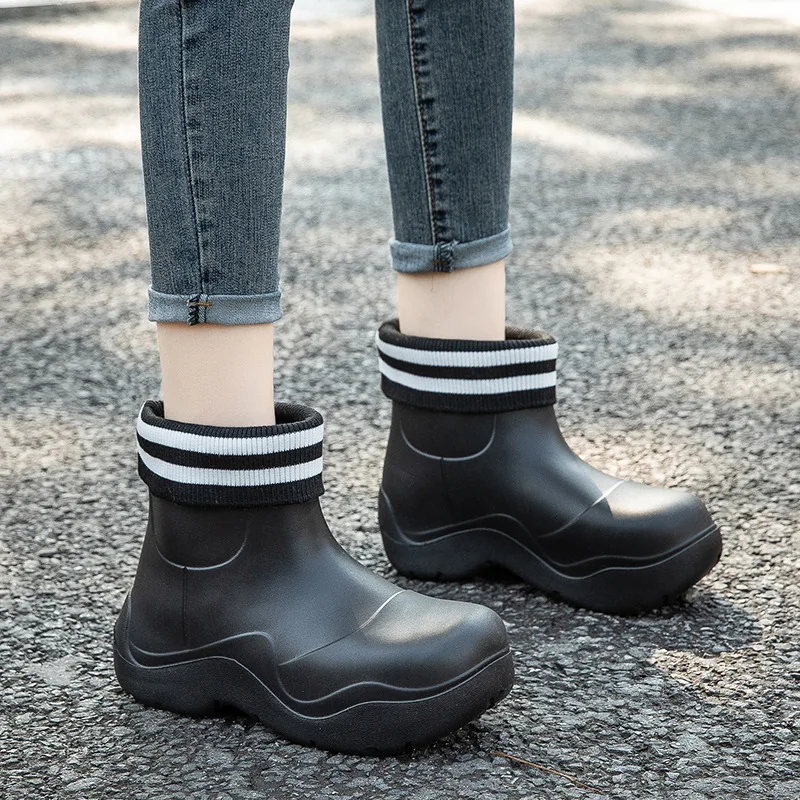 2022 Ankle Rain Boots Women Summer New Candy Color Waterproof Non-slip Rain Shoes Thick Bottom Warm Water Boots
