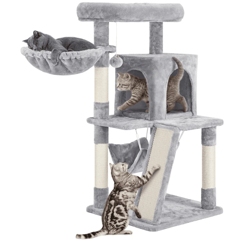 

Multi-level Small Cat Tree Tower with Condo, Light Gray