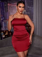 y2ksexy hot backless cross strap satin short skirt womens club red dress bandage long dress party bridesmaid infinity skinny dr