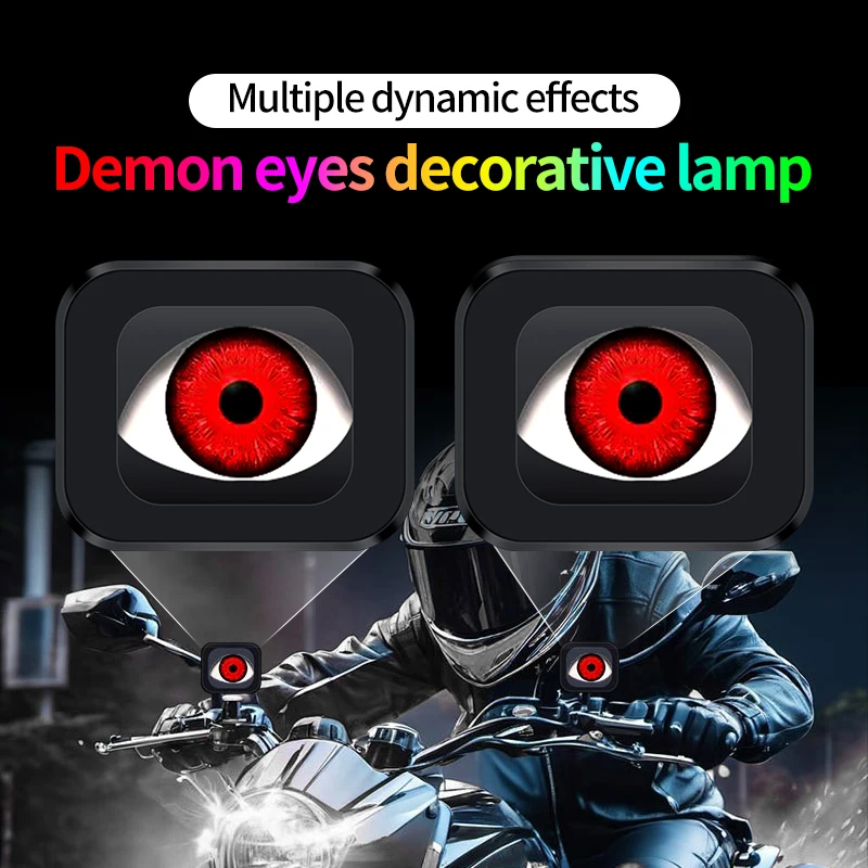 Фото Динамический декор EyesMotorcycles Devil Eyes 3D линзы для 12-36 В автомобильного пульта дистанционного управления Demon Eye красные комплекты для модернизации фар №4