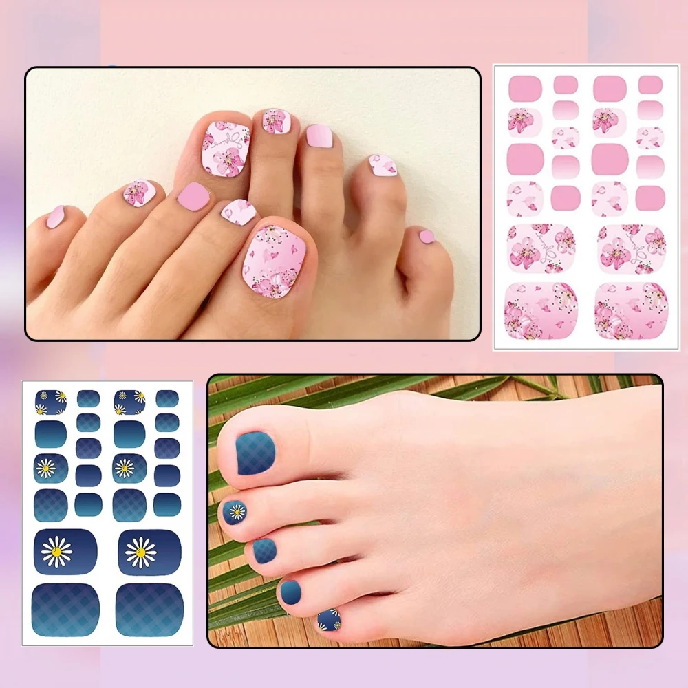 

132 Pcs/Set Toenail Nail Sticker Art Toe Nail Sticker 3D Decoration Full Coverage Nail Art Stickers 2022 Fashion Style