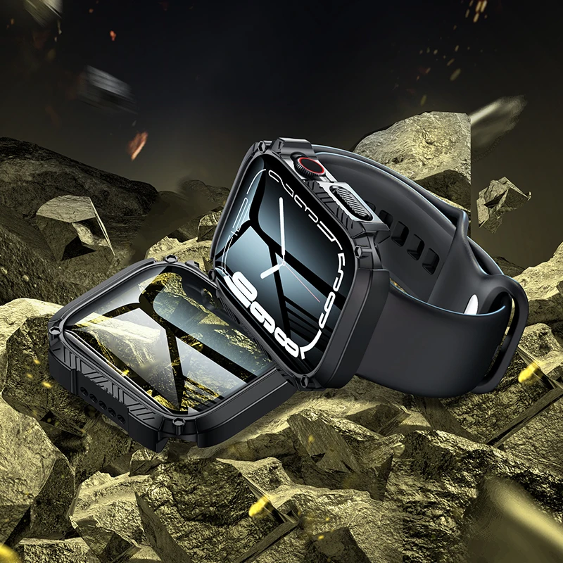 Tempered Glass Screen Protector Case For Apple Watch Case 44mm 45mm 40mm 41mm Waterproof Cover Bumper for iWatch se 8 7 6 SE 5