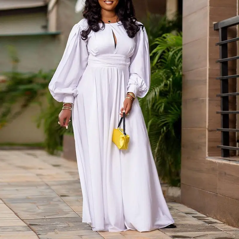 

VONDA 2022 женское Повседневное платье для вечерние с круглым вырезом, платье большого размера, стильное богемное весеннее однотонное платье с ...