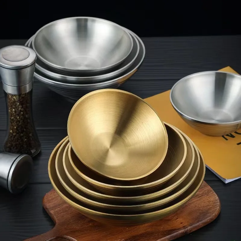 

Bowls Bowl Large Dinnerware Bowl Stewed Double-layer Noodles Ramen Korean Insulation Heat Stainless 304 Thick Steel Kitchen