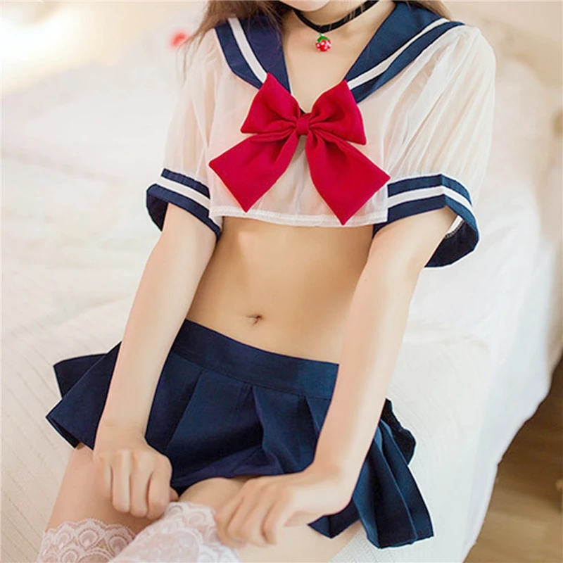 

Cute Sexy Strawberry Kawaii Cosplay Women Student Uniform Set +Plaid Mini Skirt Schoolgirl Cosplay Costume Erotic Uniforms