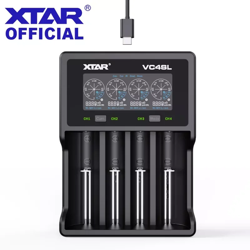 

XTAR 18650 Battery Charger VC4SL QC3.0 Fast Charger Type C USB Quick Charge AAA AA Rechargeable Lithium Batteries 21700 Charger