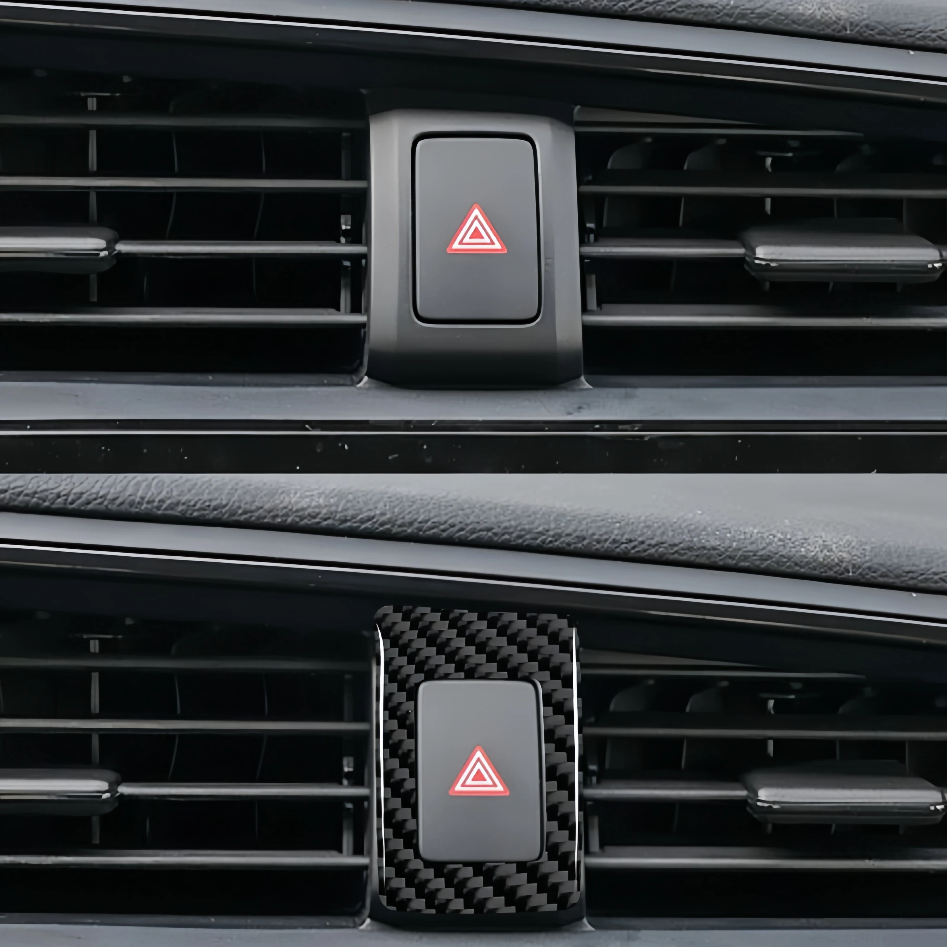 Фото Для Honda Civic 10-го поколения 2016-2019, автомобильная двойная вспышка из углеродного волокна, декоративная крышка, предупреждающий переключатель, накладка, наклейка, аксессуары №4