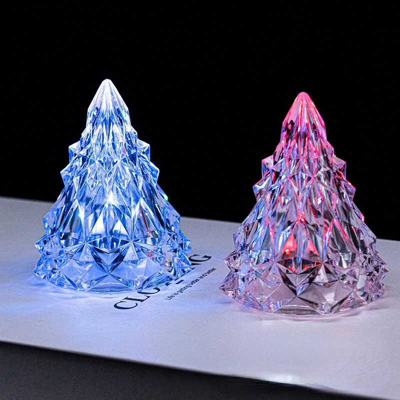 

LED Crystal Light Christmas Tree Night Lights Transparent Shell Desk Crystal Electronic Lamp Dating Party Holiday Home Decor
