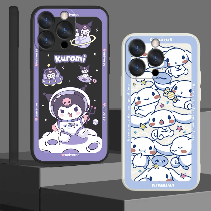 

Sanrio Cinnamoroll Kurome Case For Apple iPhone 14 13 12 Mini 11 Pro XS MAX XR X 8 7 6S SE Plus Liquid Rope Phone Cover Core