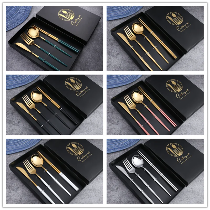 4 шт. Столовое серебро из нержавеющей стали набор столовых приборов нож для