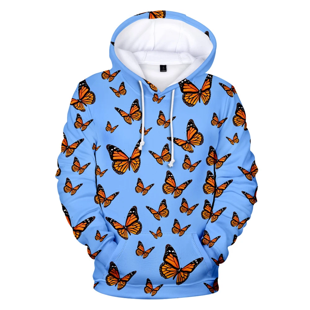 

Популярные новые толстовки в стиле Харадзюку С 3D принтом бабочки, свитшоты для мужчин и женщин, удобная толстовка, повседневные пуловеры дл...