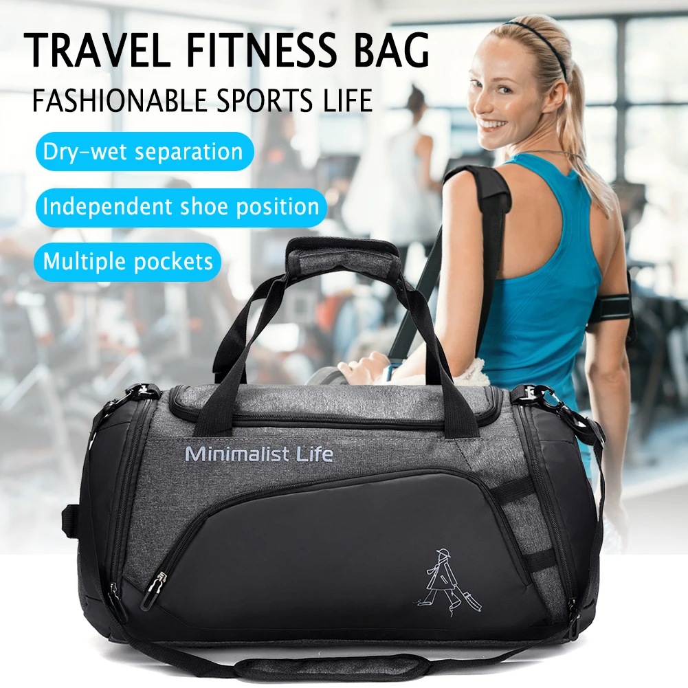 

Nylon Portable Gym Bags Large Capacity Waterproof Yoga Sports Backpack with Shoe Compartment Multifunctional for Travel Swimming