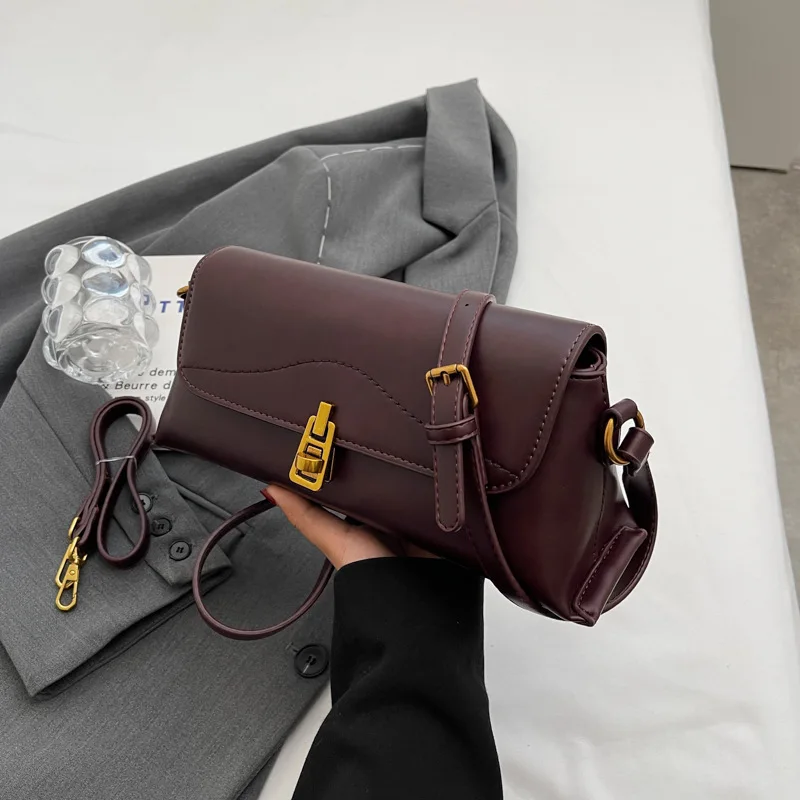 

Retro Pu Leather Crossbody Bags for Women Luxury Branded Trending Shoulder Bag Handbag Solid Color Tote Bag Ladies Underarm Bag