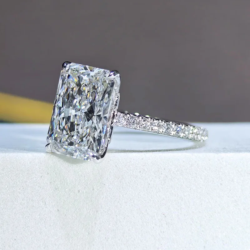 Фото Сияющий цвет D 1 2 3Ct IGI Lab Растущее кольцо с бриллиантом из твердого белого золота 9 карат Обручальное кольцо Заводское индивидуальное обручальное кольцо №5