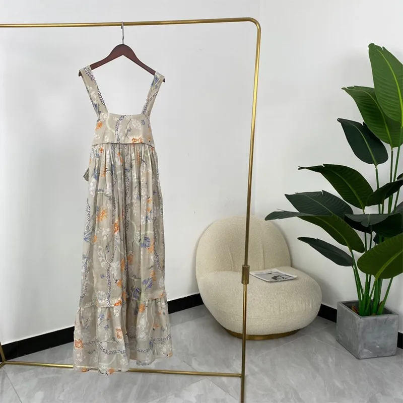 

Женское ТРАПЕЦИЕВИДНОЕ ПЛАТЬЕ до щиколотки, летнее платье без рукавов с цветочным принтом и бантом на спине