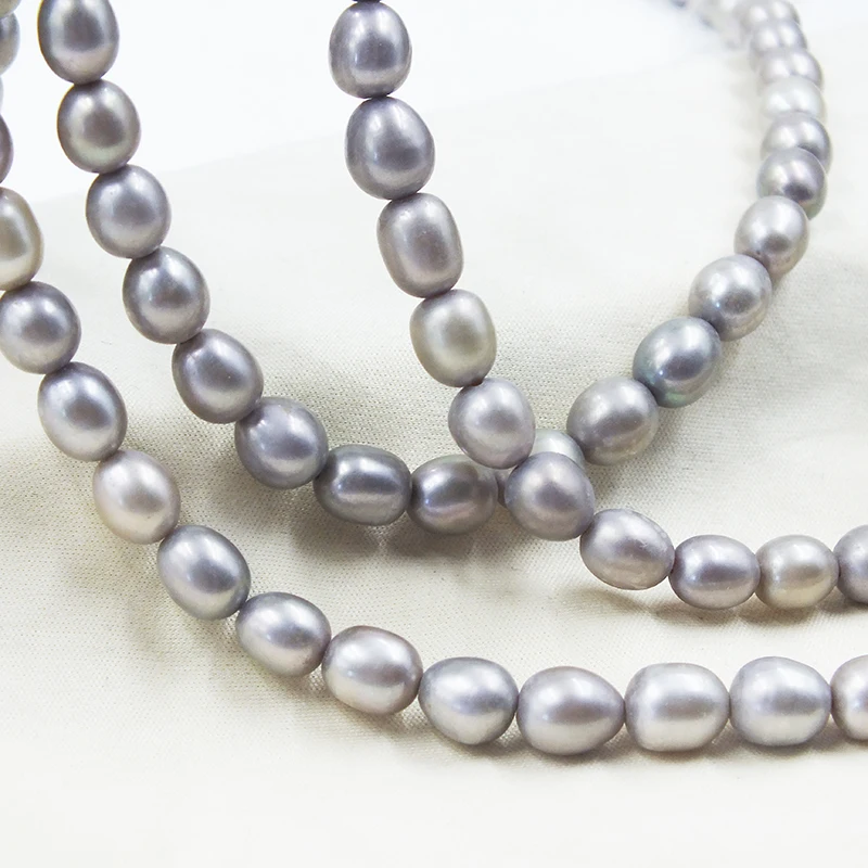 

10 shares 7-8mm AAA+ gray freshwater pearl pearl beads loose pearl beads 15"
