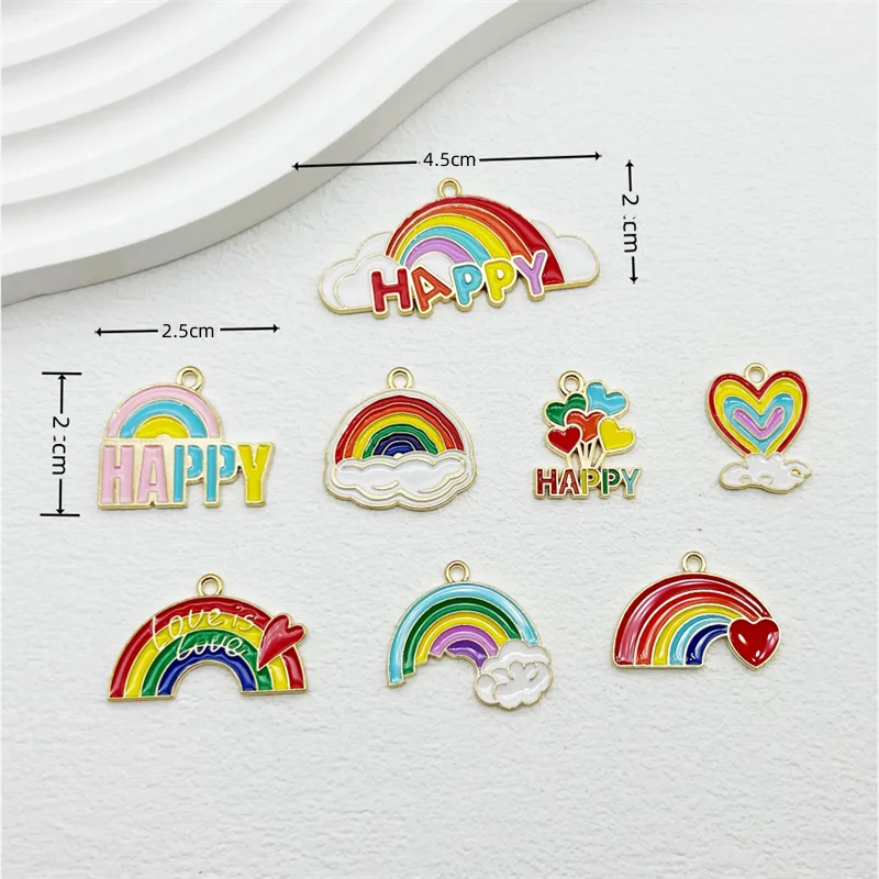 10pcs Alloy Drip Oil Charm Cartoon Rainbow Clouds DIY Earrings Bracelet Pendant Neacklace Accessories For Jewelry Making Craft G