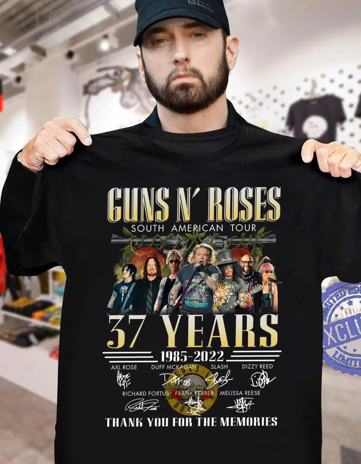 

Guns N� Roses Band South American Tour 37 Years 1985-2022 Thank Memories T-shirt
