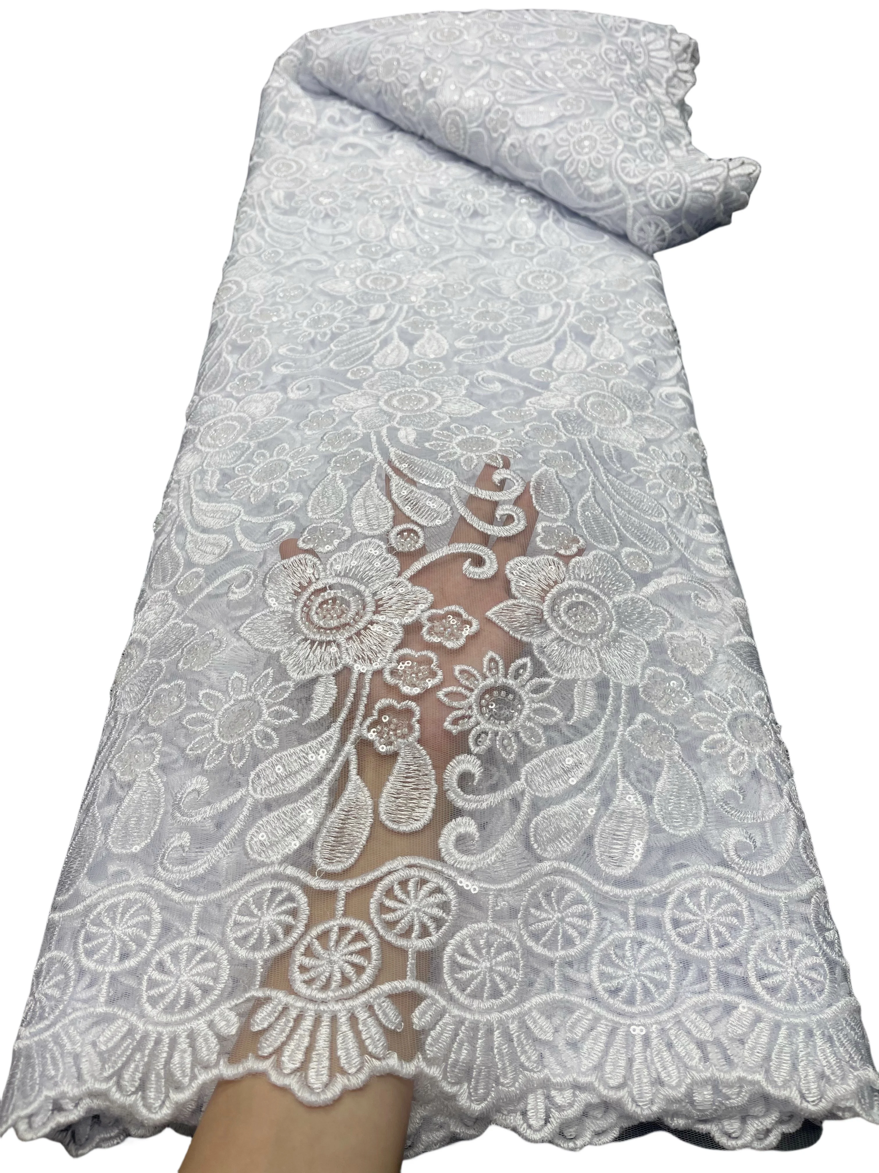 

YQOINFKS французская кружевная ткань, белое свадебное платье, африканские женщины, блестки, одежда для шитья 2023, высокое качество, 5 ярдов