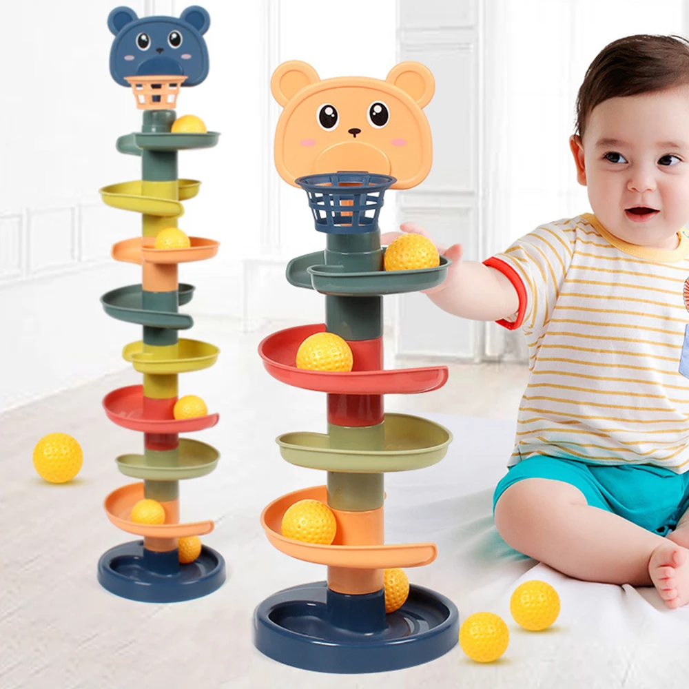 Baby Toys Rolling Ball Pile Tower Early Education Colorful Educational Preschool Baby Gift Stacking Toy For Children