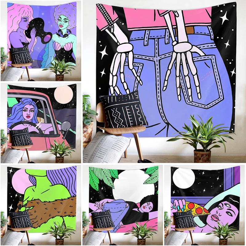 Реалистичный красивый летний гобелен с изображением Пастельной Галактики