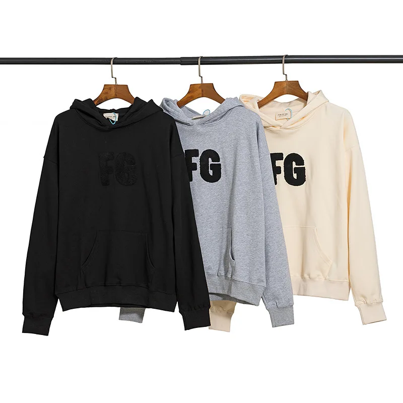FOG Essential flocking FG letter embroidery hooded sweater men's and women's high street European and American tide brand